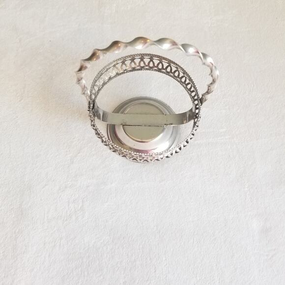 VTG Silver P Filigree Basket Glass Bowl Dish Jam Jelly Candy Relish - Picture 7 of 9